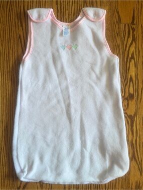 Vintage Carters Sleep Sack Pink Embroidered Hearts One Size up to 20 lbs